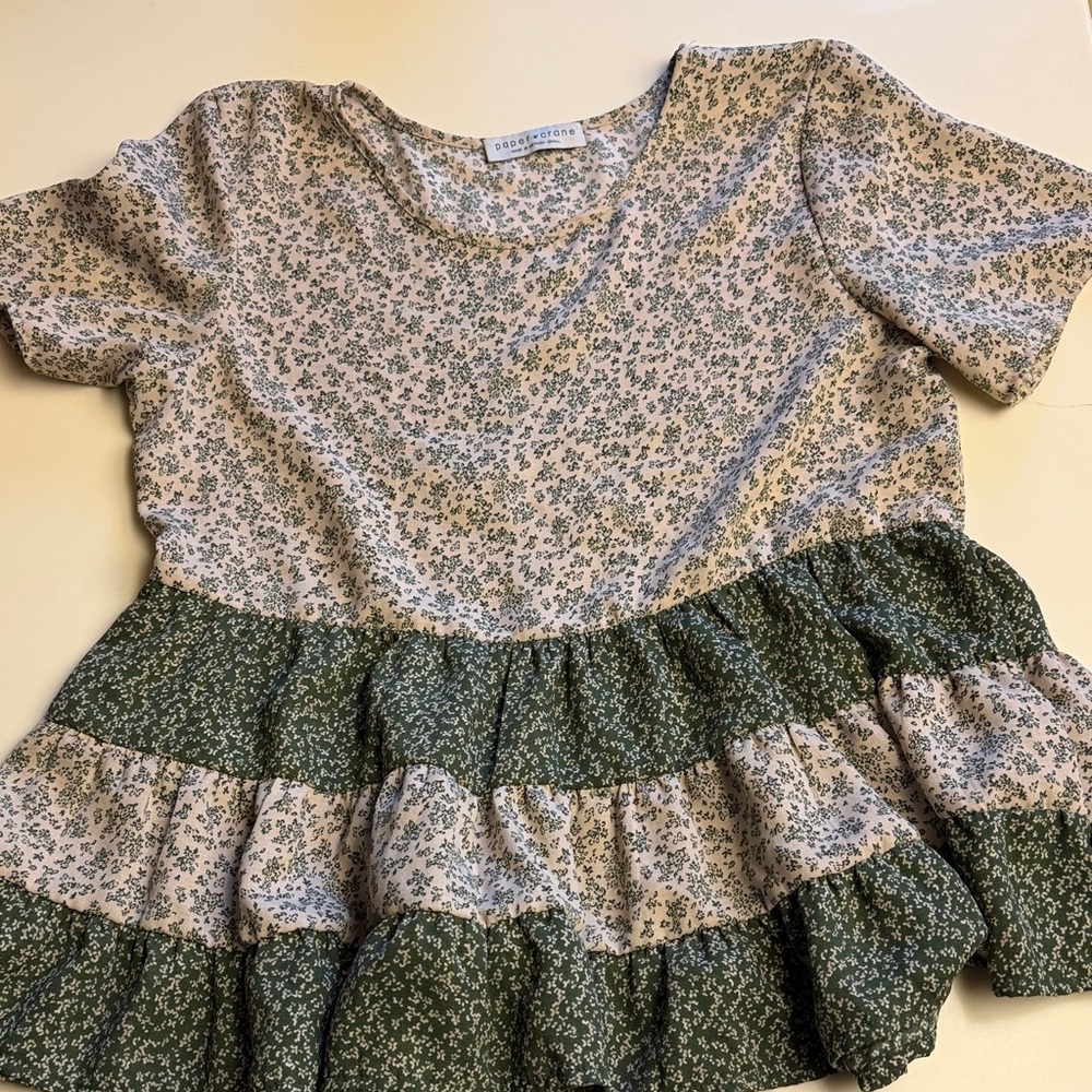 Paper Crane Ruffled Babydoll Top Small